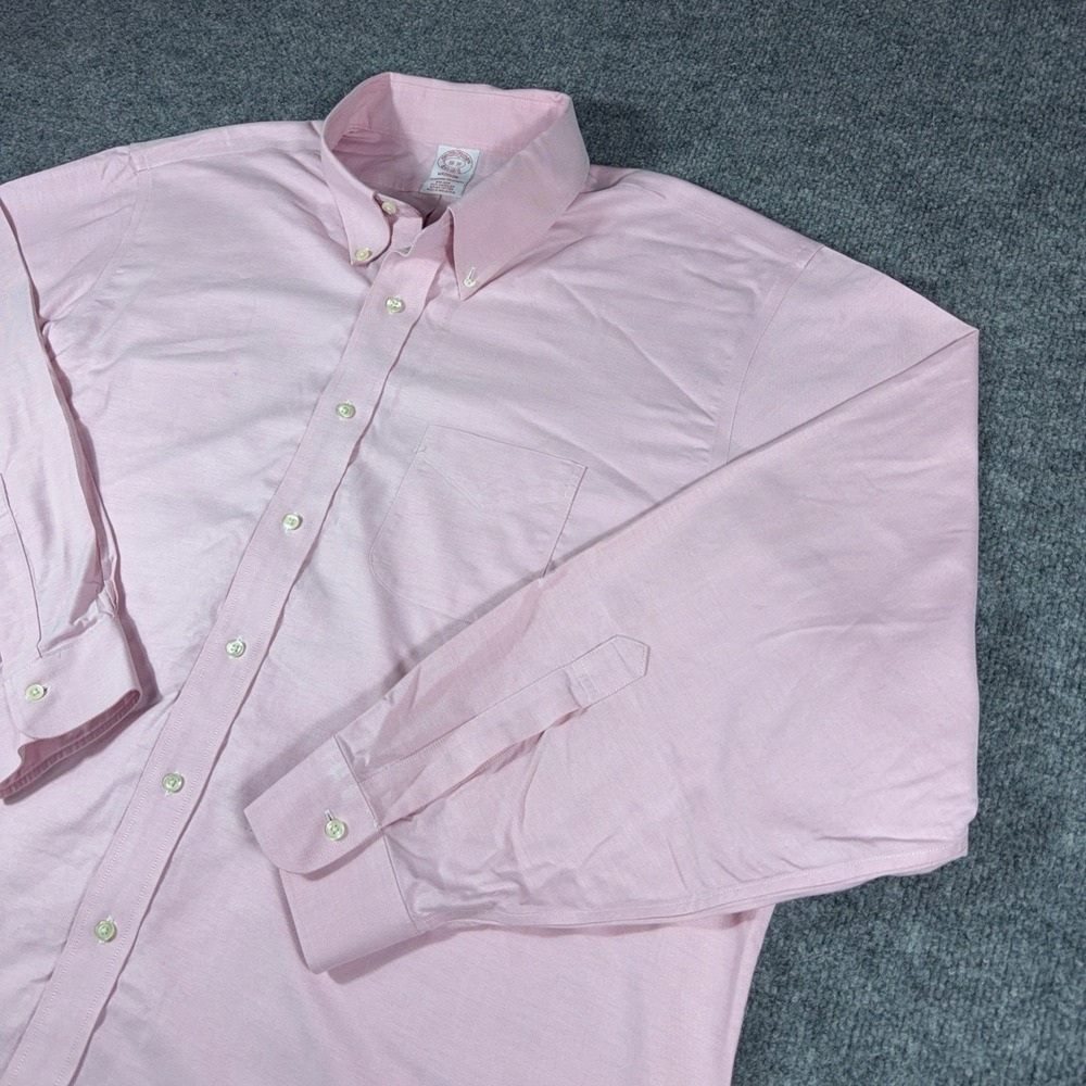 Brooks Brothers Madison Shirt Mens 18 35 Pink Supima Cotton Button Down